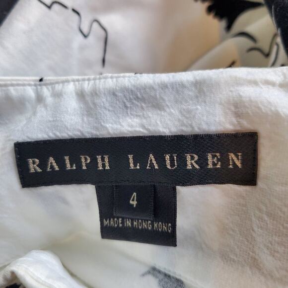 Ralph Lauren Black Label Black White Floral Flare Full Knee Length Skirt - Picture 5 of 10